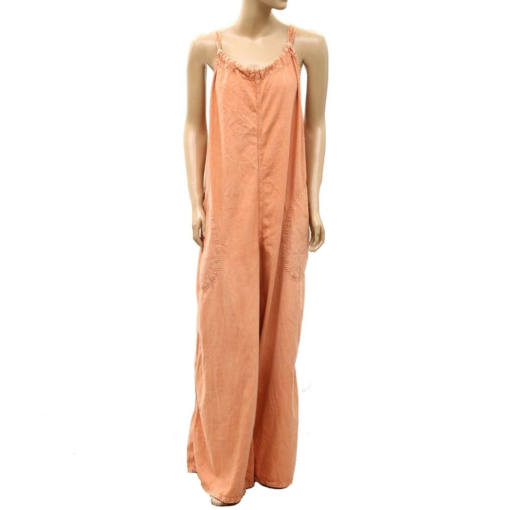 Free People We The Free Freebird Jumpsuit Dress Wide Leg Cotton Cozy S 288975 - Picture 6 of 9